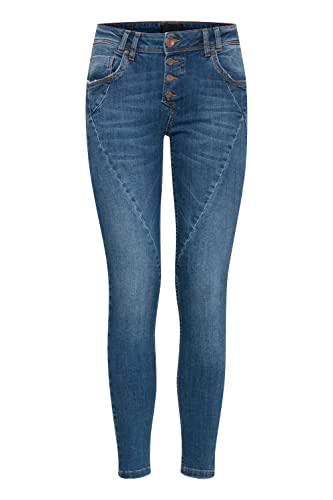 PULZ JEANS PZROSITA Damen Jeans Denim Hose Skinny Leg Regular Waist 5-Pocket mit Knopfleiste Skinny Fit mit Stretch, Größe:26, Farbe:Medium Blue Denim (5001901) von PULZ JEANS