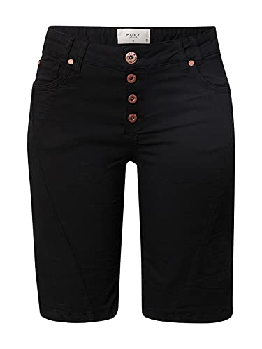 Pulz Jeans PZROSITA HW Shorts Damen Kurze Jeanshose Colored Denim mit Stretch 5-Poket-Style mit Knopfleiste Slim Fit, Größe:40, Farbe:Black Beauty (193911) von Pulz Jeans