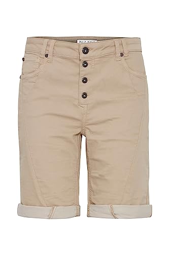PULZ JEANS PZROSITA HW Shorts Damen Kurze Jeanshose Colored Denim mit Stretch 5-Poket-Style mit Knopfleiste Slim Fit, Größe:36, Farbe:White Pepper (151307) von PULZ JEANS