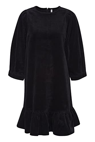 PULZ JEANS PZSALLY Dress Damen Freizeitkleid Kleid Cordkleid mit Puffärmeln und ausgestellten Saum Regular Fit, Größe:2XL, Farbe:Black Beauty (193911) von PULZ JEANS