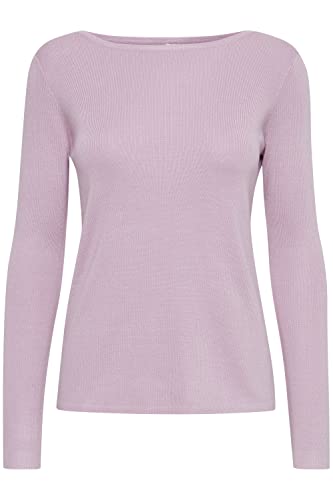 PULZ JEANS PZSARA Damen Strickpullover Feinstrick Pullover mit U-Boot Ausschnitt im Slim Fit, Größe:M, Farbe:Lavender Frost Melange (1535071) von PULZ JEANS