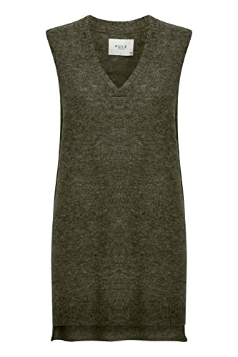 PULZ PZASTRID Slipover V Pullunder Damen Feinstrick Strickpullover Pullover Oversize, Größe:L, Farbe:Grape Leaf Melange (1905111) von PULZ JEANS