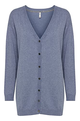 PULZ PZSARA Damen Strickjacke Feinstrick Cardigan Strickcardigan mit V-Ausschnitt Loose Fit, Größe:M, Farbe:Infinity Melange (1740151) von PULZ JEANS