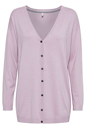 PULZ PZSARA Damen Strickjacke Feinstrick Cardigan Strickcardigan mit V-Ausschnitt Loose Fit, Größe:M, Farbe:Lavender Frost Melange (1535071) von PULZ JEANS