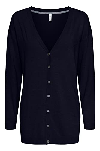 PULZ PZSARA Damen Strickjacke Feinstrick Cardigan Strickcardigan mit V-Ausschnitt Loose Fit, Größe:S, Farbe:Dark Sapphire (194020) von PULZ JEANS