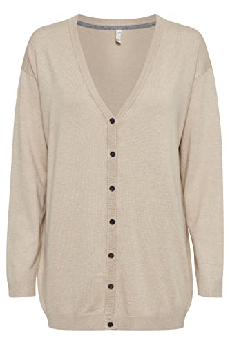 PULZ PZSARA Damen Strickjacke Feinstrick Cardigan Strickcardigan mit V-Ausschnitt Loose Fit, Größe:XS, Farbe:White Pepper Melange (1513071) von PULZ JEANS