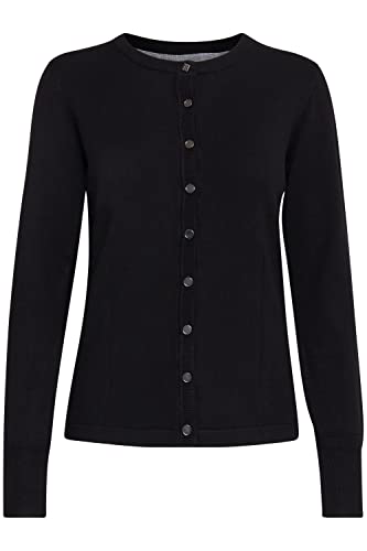 PULZ JEANS PZSARA Damen Strickjacke Feinstrick Cardigan Strickcardigan mit Knopfleiste, Größe:L, Farbe:Black (5000199) von PULZ JEANS