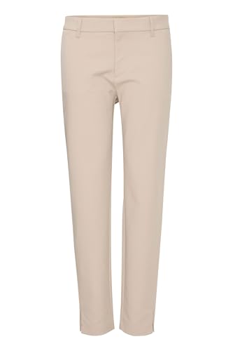 PULZ JEANS PZBINDY Damen Hose Stoffhose Schmalles Bein mit Schlitz Baumwollmischung mit Stretch Regular Fit, Größe:38, Farbe:String (161305) von PULZ JEANS