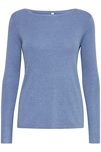 PULZ JEANS PZSARA Damen Strickpullover Feinstrick Pullover mit U-Boot Ausschnitt im Slim Fit, Größe:L, Farbe:Infinity Melange (1740151) von PULZ JEANS