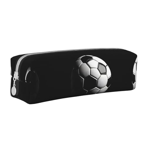 Federmäppchen aus Leder, mit Reißverschluss, dreidimensionales Federmäppchen mit großem Fassungsvermögen, langlebig, praktisch, tragbar, Rosa, Ich mag Fußball, Einheitsgröße von PULaif