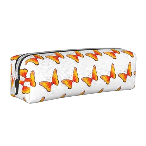 Federmäppchen aus Leder, mit Reißverschluss, dreidimensionales Federmäppchen mit großem Fassungsvermögen, langlebig, praktisch, tragbar, Rot, Pretty Butterfly, Einheitsgröße von PULaif