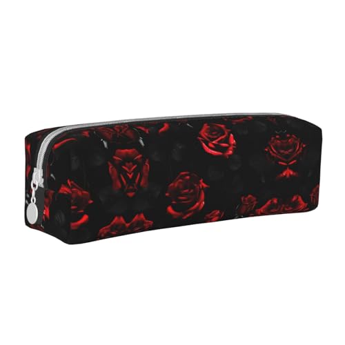 Federmäppchen aus Leder, mit Reißverschluss, dreidimensionales Federmäppchen mit großem Fassungsvermögen, langlebig, praktisch, tragbar, Weiß / Lila, Rote und schwarze Rosen, Einheitsgröße Federmäppchen aus Leder, mit Reißverschluss, dreidimensionales Federmäppchen mit großem Fassungsvermögen, langlebig, praktisch, tragbar, Weiß / Lila, Rote und schwarze Rosen, Einheitsgröße von PULaif