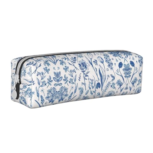 Federmäppchen aus Leder mit Blumen und Blättern, dreidimensionales Federmäppchen mit großem Fassungsvermögen, langlebig, praktisch, tragbar, Blumen und Blätter1, Einheitsgröße von PULaif