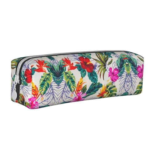 Federmäppchen aus Leder mit Blumen und Blättern, dreidimensionales Federmäppchen mit großem Fassungsvermögen, langlebig, praktisch, tragbar, Blumen und Blätter2, Einheitsgröße von PULaif