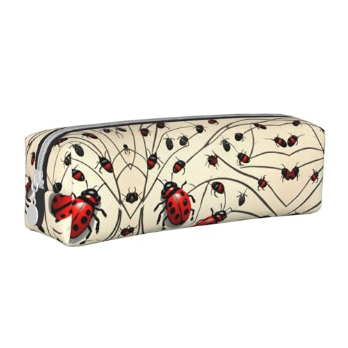 Federmäppchen aus Leder mit Reißverschluss, dreidimensionales Federmäppchen mit großem Fassungsvermögen, langlebig, praktisch, tragbar, Art Marienkäfer, Einheitsgröße von PULaif