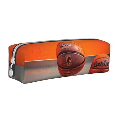 Federmäppchen aus Leder mit Reißverschluss, dreidimensionales Federmäppchen mit großem Fassungsvermögen, langlebig, praktisch, tragbar, Basketball orange, Einheitsgröße von PULaif