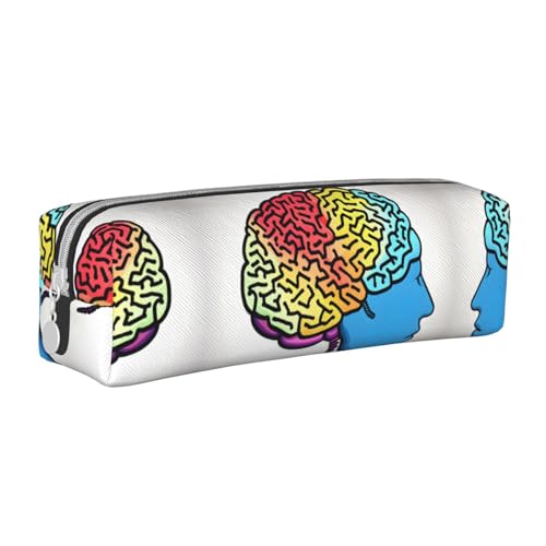 Federmäppchen aus Leder mit Reißverschluss, dreidimensionales Federmäppchen mit großem Fassungsvermögen, langlebig, praktisch, tragbar, Gehirn links und rechts, Einheitsgröße von PULaif