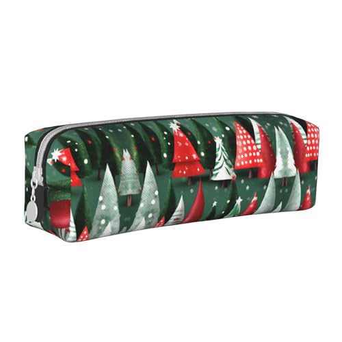 Federmäppchen aus Leder mit Reißverschluss, dreidimensionales Federmäppchen mit großem Fassungsvermögen, langlebig, praktisch, tragbar, Weihnachtsbaum, Einheitsgröße von PULaif