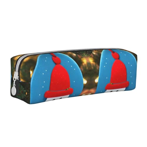 Federmäppchen aus Leder mit Reißverschluss, dreidimensionales Federmäppchen mit großem Fassungsvermögen, langlebig, praktisch, tragbar, Weihnachtskarton Schneemann, Einheitsgröße von PULaif