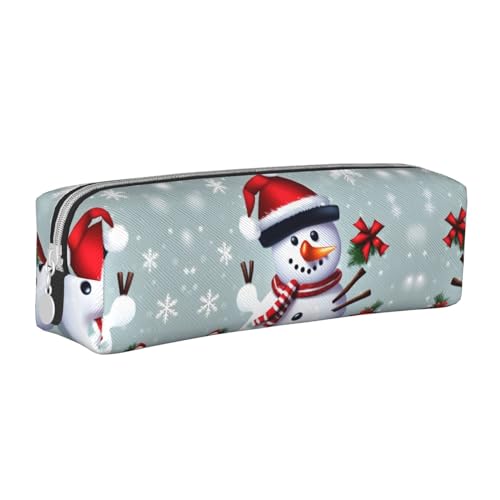 Federmäppchen aus Leder mit Reißverschluss für Cocktailgläser und Weinflaschen, dreidimensionales Federmäppchen mit großem Fassungsvermögen, langlebig, praktisch, tragbar, Weihnachtlicher Schneemann, von PULaif