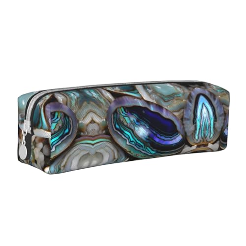 Federmäppchen aus Leder mit Reißverschluss in Schwarz und Gold, dreidimensionales Federmäppchen mit großem Fassungsvermögen, langlebig, praktisch, tragbar, Abalone Perlmutt, Einheitsgröße von PULaif