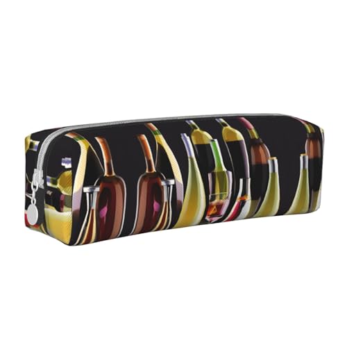 Federmäppchen für Cocktailgläser und Weinflaschen, Leder, mit Reißverschluss, dreidimensionales Federmäppchen mit großem Fassungsvermögen, langlebig, praktisch, tragbar, Cocktailgläser und von PULaif