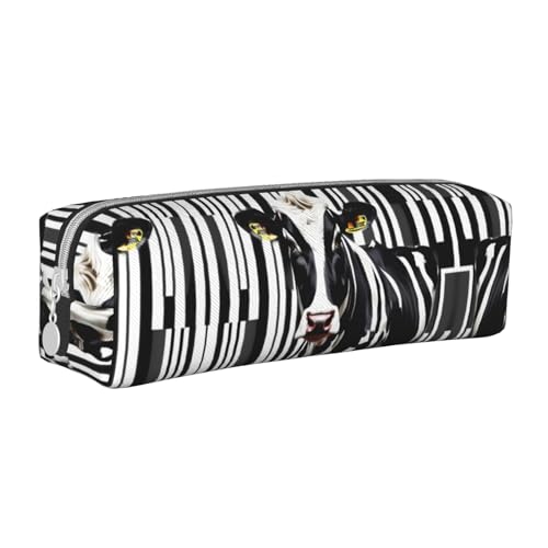 Federmäppchen für Cocktailgläser und Weinflaschen, Leder, mit Reißverschluss, dreidimensionales Federmäppchen mit großem Fassungsvermögen, langlebig, praktisch, tragbar, Schwarz-weiße Milchkuh, von PULaif