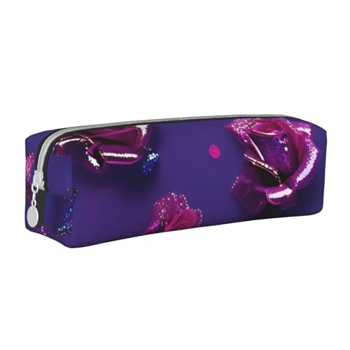 Federmäppchen mit Farbverlauf, Pailletten, glitzernd, Leder, mit Reißverschluss, dreidimensionales Federmäppchen mit großem Fassungsvermögen, langlebig, praktisch, tragbar, Glitzer-Pailletten-Rose von PULaif