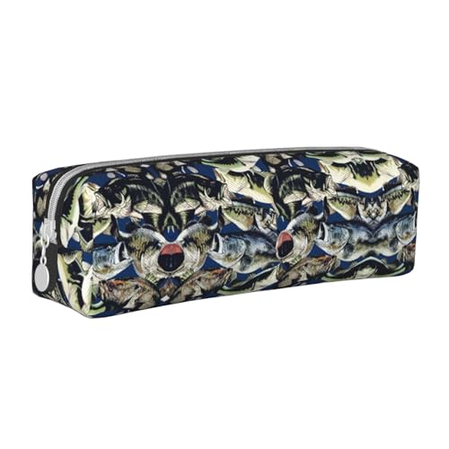 Federmäppchen mit Hexenhut, Leder, mit Reißverschluss, dreidimensionales Federmäppchen mit großem Fassungsvermögen, langlebig, praktisch, tragbar, Fischmuster 1, Einheitsgröße von PULaif