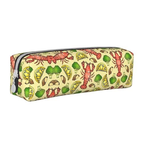 Federmäppchen mit niedlichem Waschbär-Motiv, Leder, mit Reißverschluss, dreidimensionales Federmäppchen mit großem Fassungsvermögen, langlebig, praktisch, tragbar, Hummer und Zitrone, Einheitsgröße von PULaif