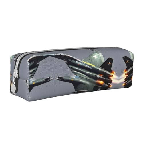 Math Formula Federmäppchen aus Leder, mit Reißverschluss, dreidimensionales Federmäppchen mit großem Fassungsvermögen, langlebig, praktisch, tragbar, Jet Fighter, Einheitsgröße von PULaif