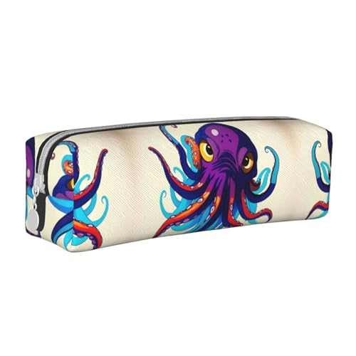 Octopus Federmäppchen aus Leder, mit Reißverschluss, dreidimensionales Federmäppchen mit großem Fassungsvermögen, langlebig, praktisch, tragbar, Octopus Purple, Einheitsgröße von PULaif