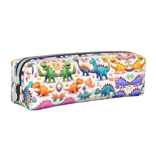 Octopus Federmäppchen aus Leder, mit Reißverschluss, dreidimensionales Federmäppchen mit großem Fassungsvermögen, langlebig, praktisch, tragbar, viele bunte Cartoon-Dinosaurier, Einheitsgröße, Viele von PULaif