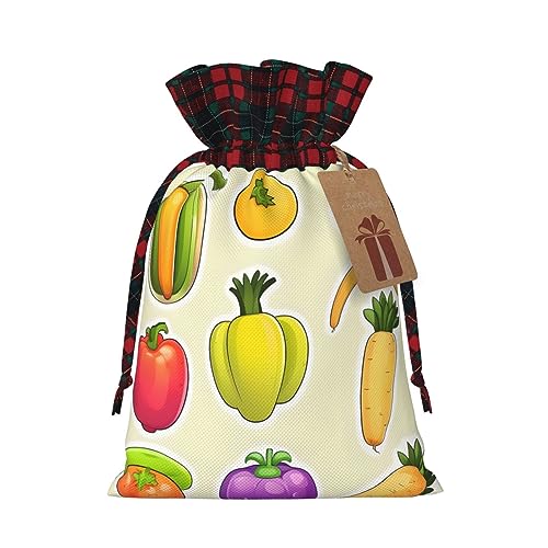 PULaif Cartoon-Geschenktüten mit Kordelzug für Gemüse, Obst, große Weihnachtstüten für Geschenke, Partygeschenke, Weihnachtsgeschenktüten von PULaif