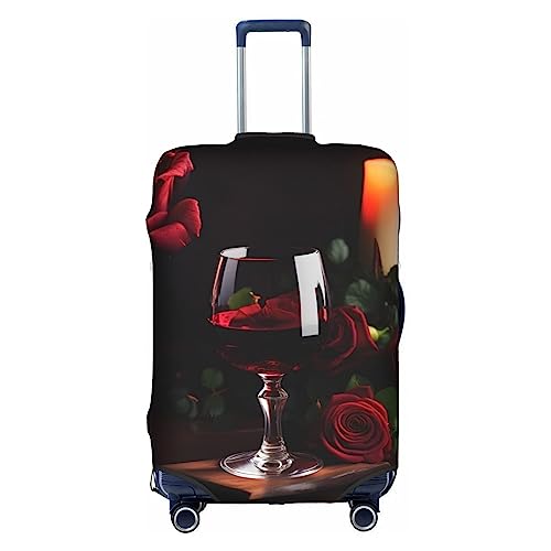 PULaif Supernatural Symbols Schutzhülle für Reisegepäck, Kofferschutz, passend für 45,7 - 81,3 cm, Kofferabdeckung, Schwarz, Rotwein-Rose und Kerze, M von PULaif