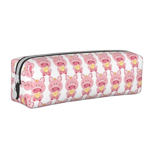 Piggy Leder-Federmäppchen mit Reißverschluss, dreidimensionales Federmäppchen mit großem Fassungsvermögen, langlebig, praktisch, tragbar, Lovely Pig, Einheitsgröße von PULaif