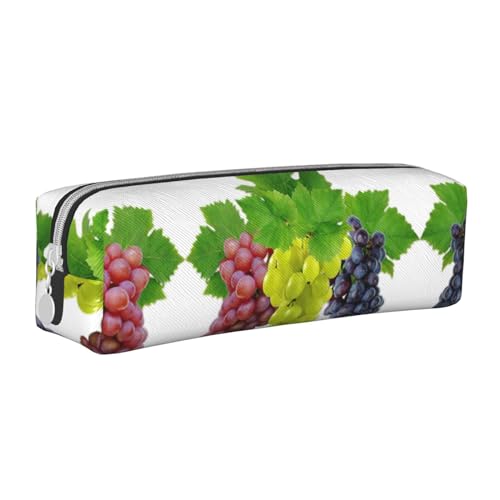 Piggy Leder-Federmäppchen mit Reißverschluss, dreidimensionales Federmäppchen mit großem Fassungsvermögen, langlebig, praktisch, tragbar, grape, Einheitsgröße von PULaif