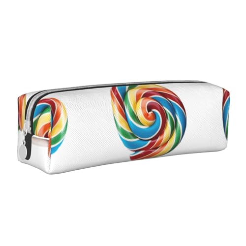 Piggy Leder-Federmäppchen mit Reißverschluss, dreidimensionales Federmäppchen mit großem Fassungsvermögen, langlebig, praktisch, tragbar, lollipop, Einheitsgröße von PULaif