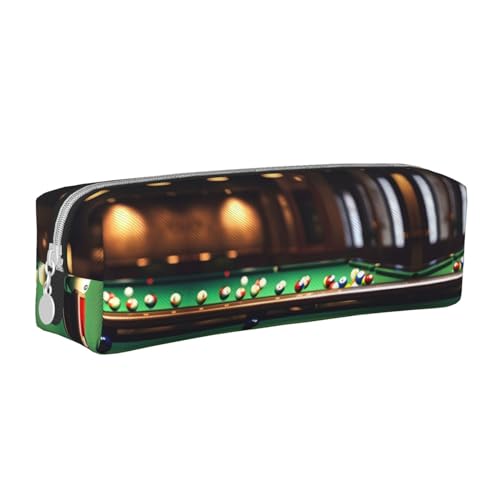 Schwarze Krähenvögel auf einem Ast, Leder-Federmäppchen mit Reißverschluss, dreidimensionales Federmäppchen mit großem Fassungsvermögen, langlebig, praktisch, tragbar, Billard, Einheitsgröße von PULaif