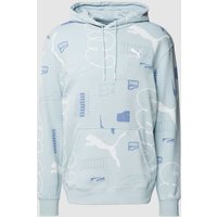 PUMA PERFORMANCE Hoodie mit Allover-Label-Muster in Hellblau, Größe XXL von PUMA PERFORMANCE