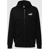 PUMA PERFORMANCE Sweatjacke mit Label-Print Modell 'Small Logo' in Black, Größe XL von PUMA PERFORMANCE