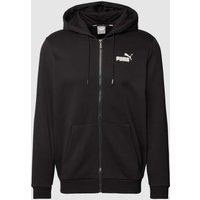 PUMA PERFORMANCE Sweatjacke mit Label-Print Modell 'Small Logo' in Black, Größe XL von PUMA PERFORMANCE