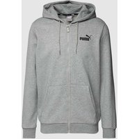 PUMA PERFORMANCE Sweatjacke mit Label-Print Modell 'Small Logo' in Silber, Größe M von PUMA PERFORMANCE