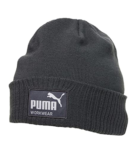 PUMA Work WEAR Herren Damen Beanie, Strickmütze, Wintermütze mit intergrierter Wärmepolsterung für die Ohren - Stahlgrau von PUMA