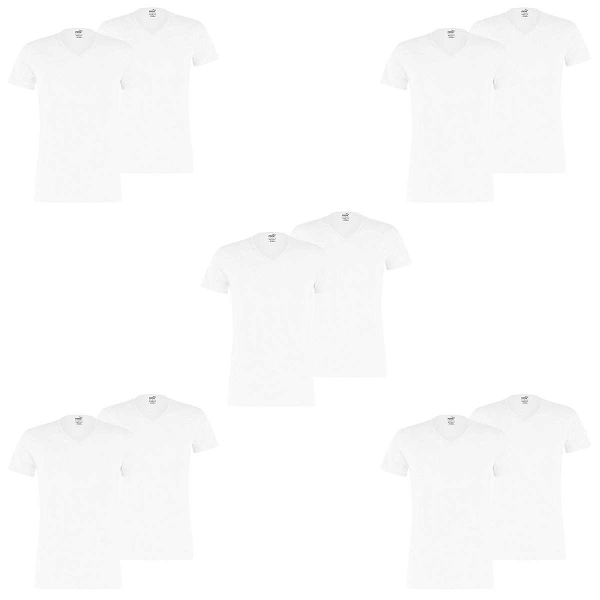 10 er Pack Puma Basic V Neck T-Shirt Men Herren Unterhemd V-Ausschnitt von Puma