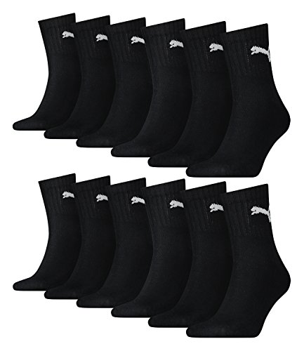 PUMA 12 Paar Socken Short Crew Sportsocken Tennis Socken Gr. 35-49 Unisex, Farbe:200 - black, Socken & Strümpfe:47-49 von PUMA