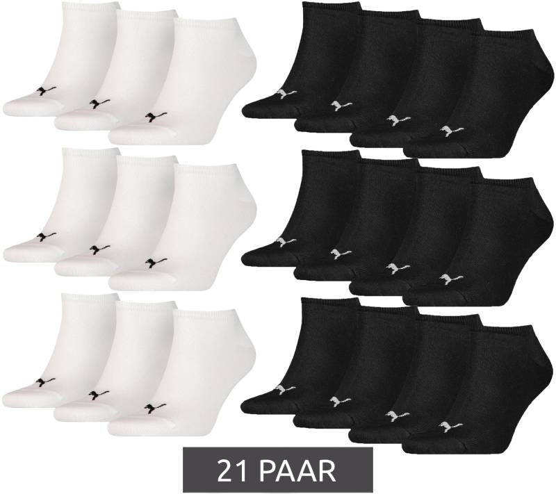 21 Paar PUMA Kinder Baumwoll-Socken schlichte Sneaker-Socken Kurz-Socken Strümpfe 70122094 001 Schwarz/Weiß von PUMA