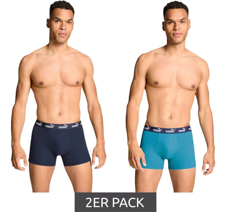 2er Pack PUMA Everyday Basic Boxer Herren Boxer-Shorts Baumwoll-Unterhose 701232894 002 Blau von PUMA