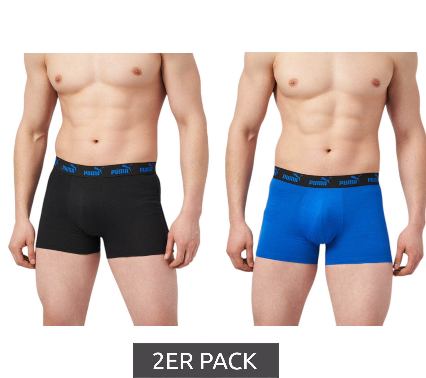 2er Pack PUMA Everyday Basic Boxer Herren Boxer-Shorts Baumwoll-Unterhose 701232894 007 Blau/Schwarz von PUMA