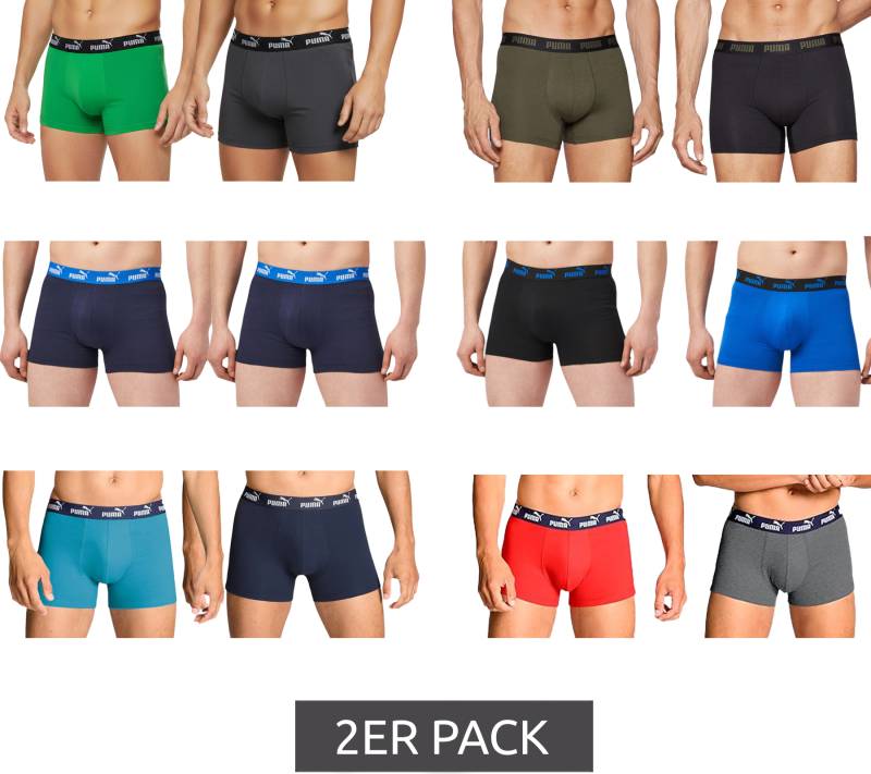 2er Pack PUMA Everyday Basic Boxer Herren Boxer-Shorts Baumwoll-Unterhose 701232894 in Schwarz, Grau, Blau, Grün, Rot von PUMA